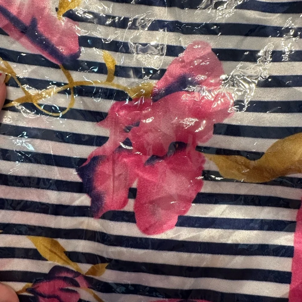 Mysterious New in Bag Unbranded Pink and Blue Striped Floral Scarf